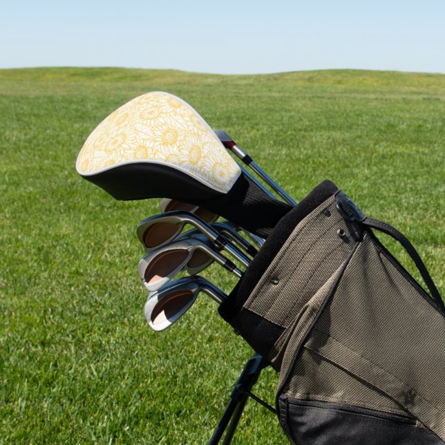 Sunny Sunflower Pattern Golf Head Cover (In Situ)