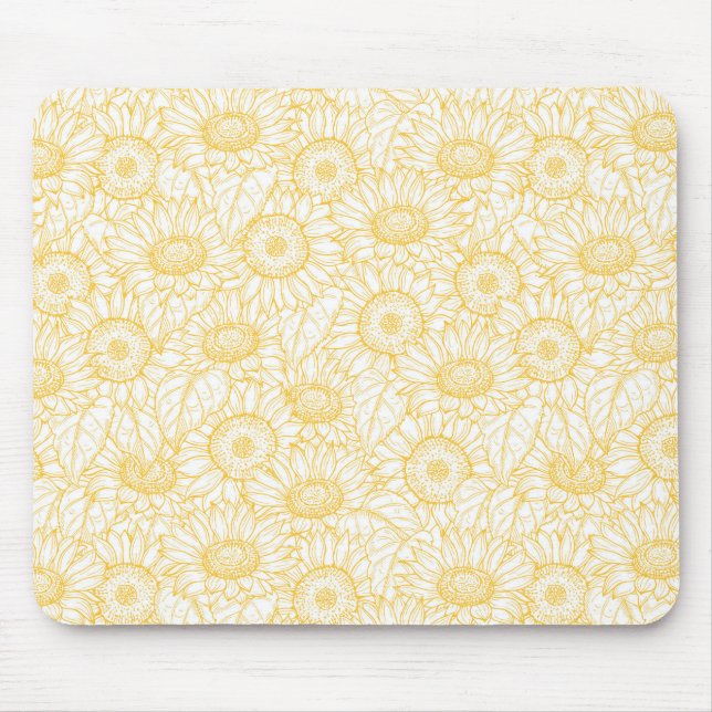 Sunny Sunflower Pattern Mouse Pad (Front)