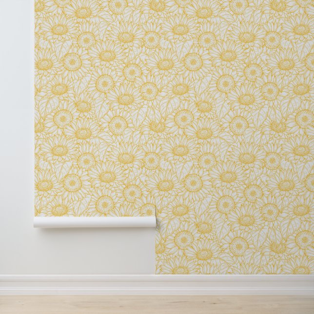 Sunny Sunflower Pattern Wallpaper (Application)