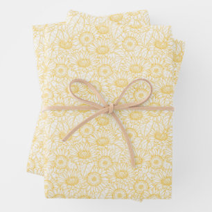 Sunny Sunflower Pattern Wrapping Paper Sheet