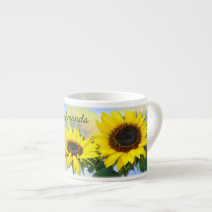 Sunny Sunflower Personalised Custom Text Coffee Mu Espresso Cup