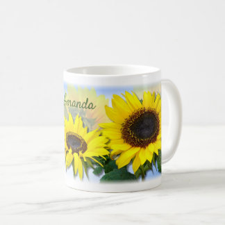 Sunny Sunflower Personalised Custom Text Coffee Mug