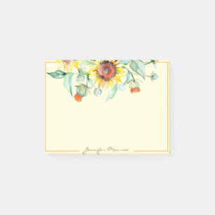 Sunny sunflowers personalised post-it notes