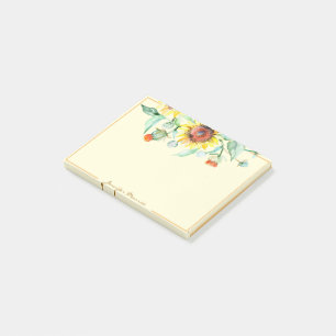 Sunny sunflowers personalised post-it notes