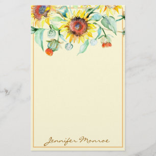 Sunny sunflowers personalised stationery