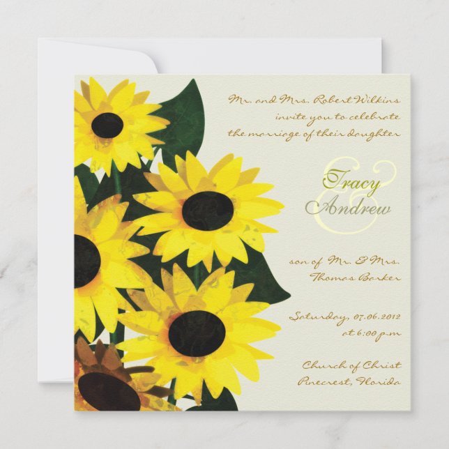Sunny Sunflowers - Wedding Invitations (Front)