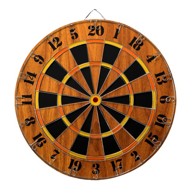 Sunny Teak Veneer Print for a Game of Darts Dartboard (Front)