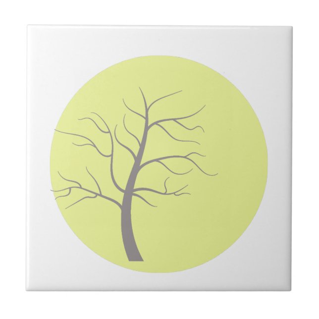 Sunny Tree Pastel Theme Planet Minimalism Ceramic Tile (Front)