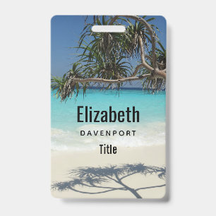 Sunny Tropical Beach Ocean Paradise ID Badge