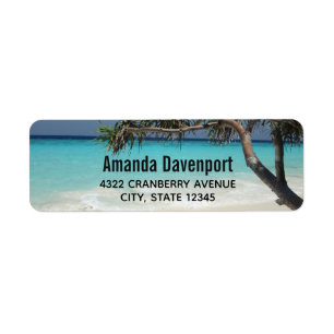 Sunny Tropical Beach Ocean Paradise Return Address Label
