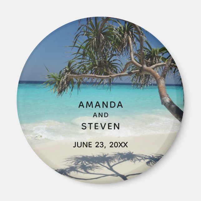 Sunny Tropical Beach Ocean Paradise Wedding Magnet (Front)