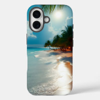 Sunny Tropical Beach Palm Trees