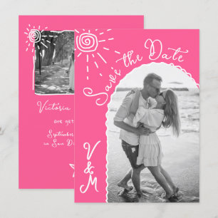 Sunny Tropical Hand drawn Save the date Photo Invitation