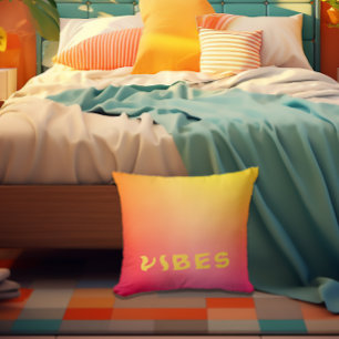 Sunny 'Vibes' Pink Orange and Yellow Ombre Cushion