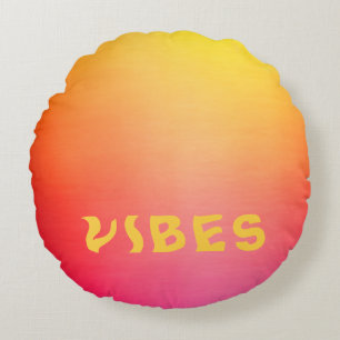Sunny 'Vibes' Pink Orange and Yellow Ombre Round Cushion