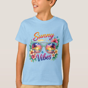Sunny Vibes Tropical Sunset Sunglasses Kids Basic T-Shirt