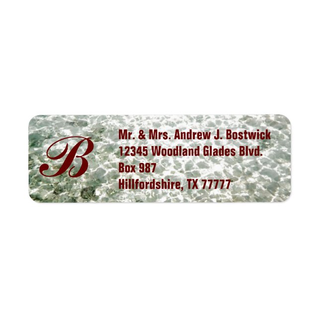 Sunny Water Monogrammed Return Address Label (Front)