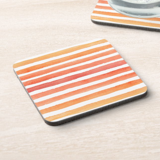 Sunny Watercolor Stripe Pattern Coaster (Left Side)