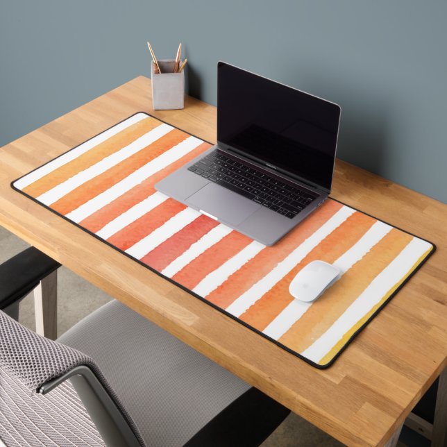 Sunny Watercolor Stripe Pattern Desk Mat (Office 2)
