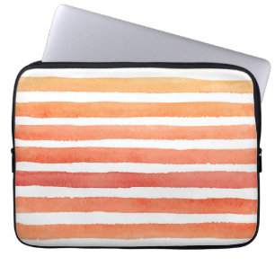 Sunny Watercolor Stripe Pattern Laptop Sleeve