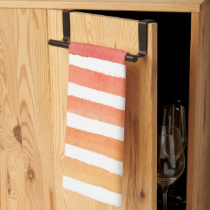 Sunny Watercolor Stripe Pattern Tea Towel