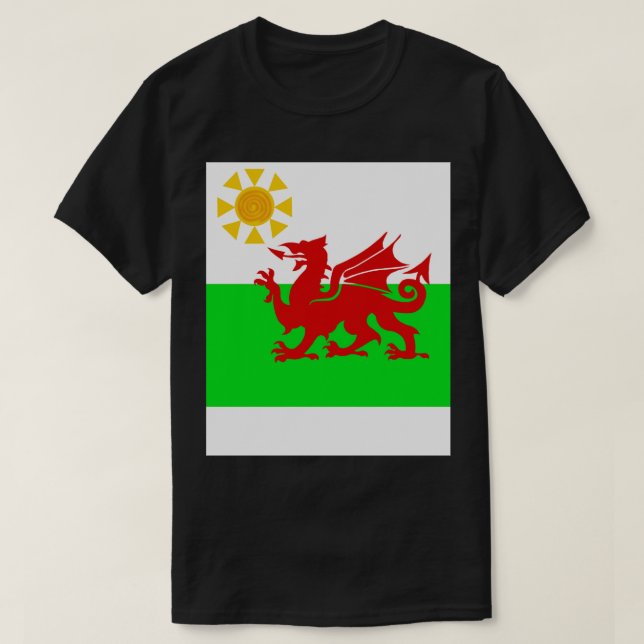 Sunny Welsh Dragon Flag T-Shirt (Design Front)