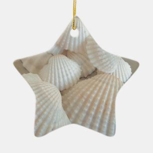 Sunny White Seashells, Summer Beach Exotic Ceramic Tree Decoration