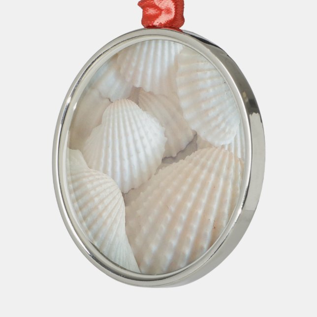 Sunny White Seashells, Summer Beach Exotic Metal Tree Decoration (Left)