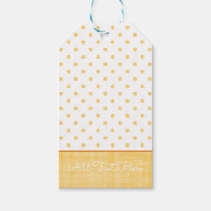 Sunny Whitewash Linen Yellow Polkadots Custom Text Gift Tags