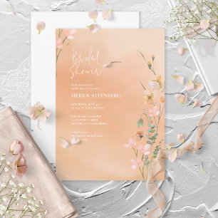 Sunny Wildflower Bridal Shower Peach ID1023 Invitation