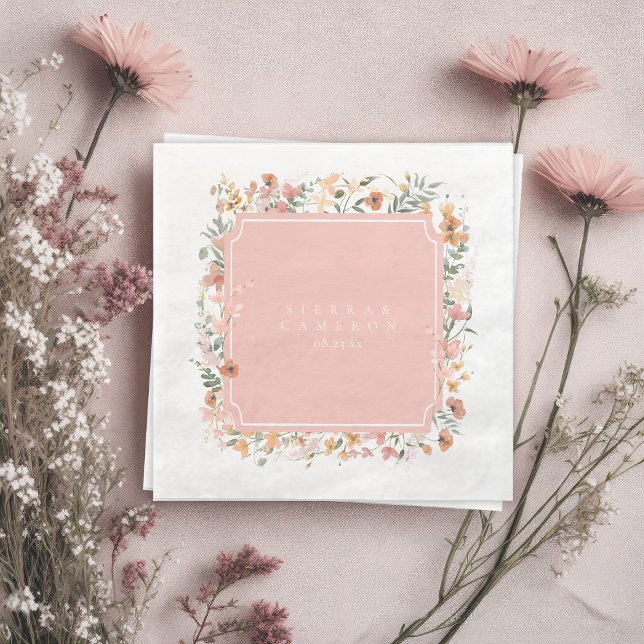 Sunny Wildflower Wedding Pink ID1023 Napkin (Creator Uploaded)