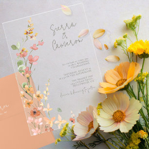 Sunny Wildflower Wedding Transparent ID1023 Acrylic Invitations
