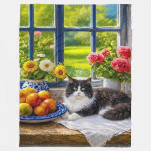 Sunny Window ,cat Fleece Blanket