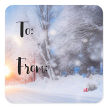 Sunny Winter Christmas Day Square Sticker Label