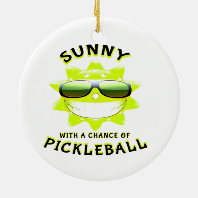 Sunny With a Chance of PickleBall Ceramic Ornament (Back)