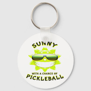 Sunny With a Chance of PickleBall Key Ring