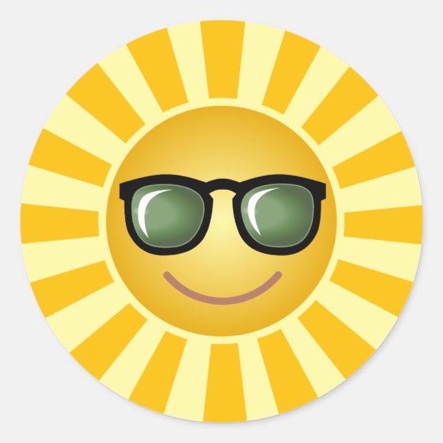 Sunny with Shades Classic Round Sticker (Front)