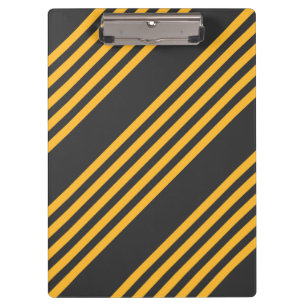 Sunny yellow and charcoal five stripe pattern clipboard