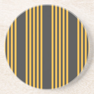 Sunny yellow and charcoal five stripe pattern coaster