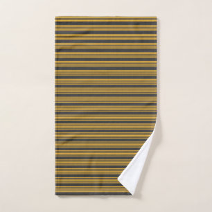 Sunny yellow and charcoal five stripe pattern hand towel