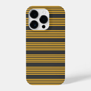 Sunny yellow and charcoal five stripe pattern iPhone 14 pro case
