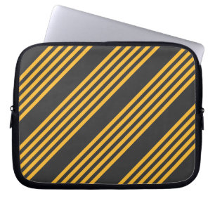 Sunny yellow and charcoal five stripe pattern laptop sleeve