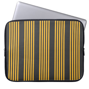 Sunny yellow and charcoal five stripe pattern laptop sleeve