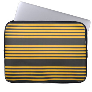 Sunny yellow and charcoal five stripe pattern laptop sleeve