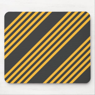 Sunny yellow and charcoal five stripe pattern mouse pad