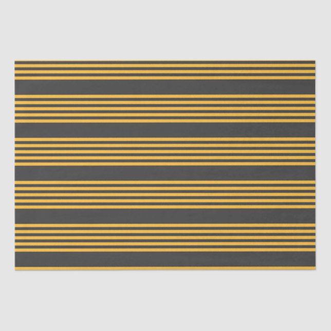 Sunny yellow and charcoal five stripe pattern tissue paper (Front)
