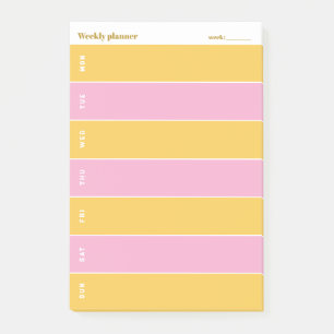 Sunny Yellow and Pink Custom Weekly Planner Post-it Notes