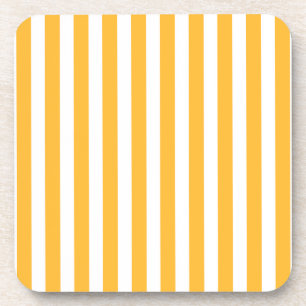 Sunny yellow and white candy stripes coaster