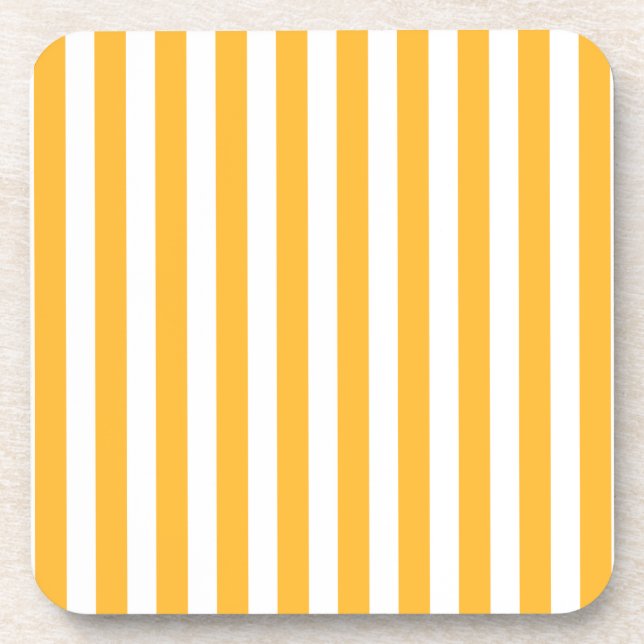 Sunny yellow and white candy stripes coaster (Front)