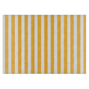 Sunny yellow and white candy stripes cutting board